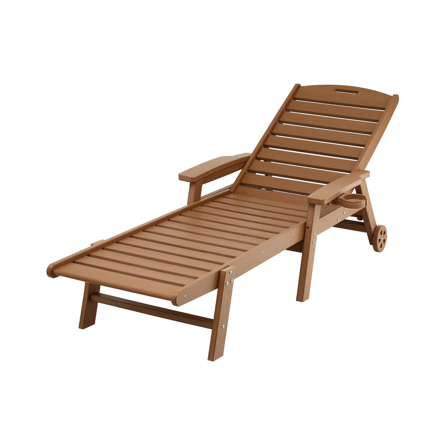 Gardeon Sonnenliege Liegestuhl Strandstuhl HDPE Gartenmöbel mit Rollen Braun