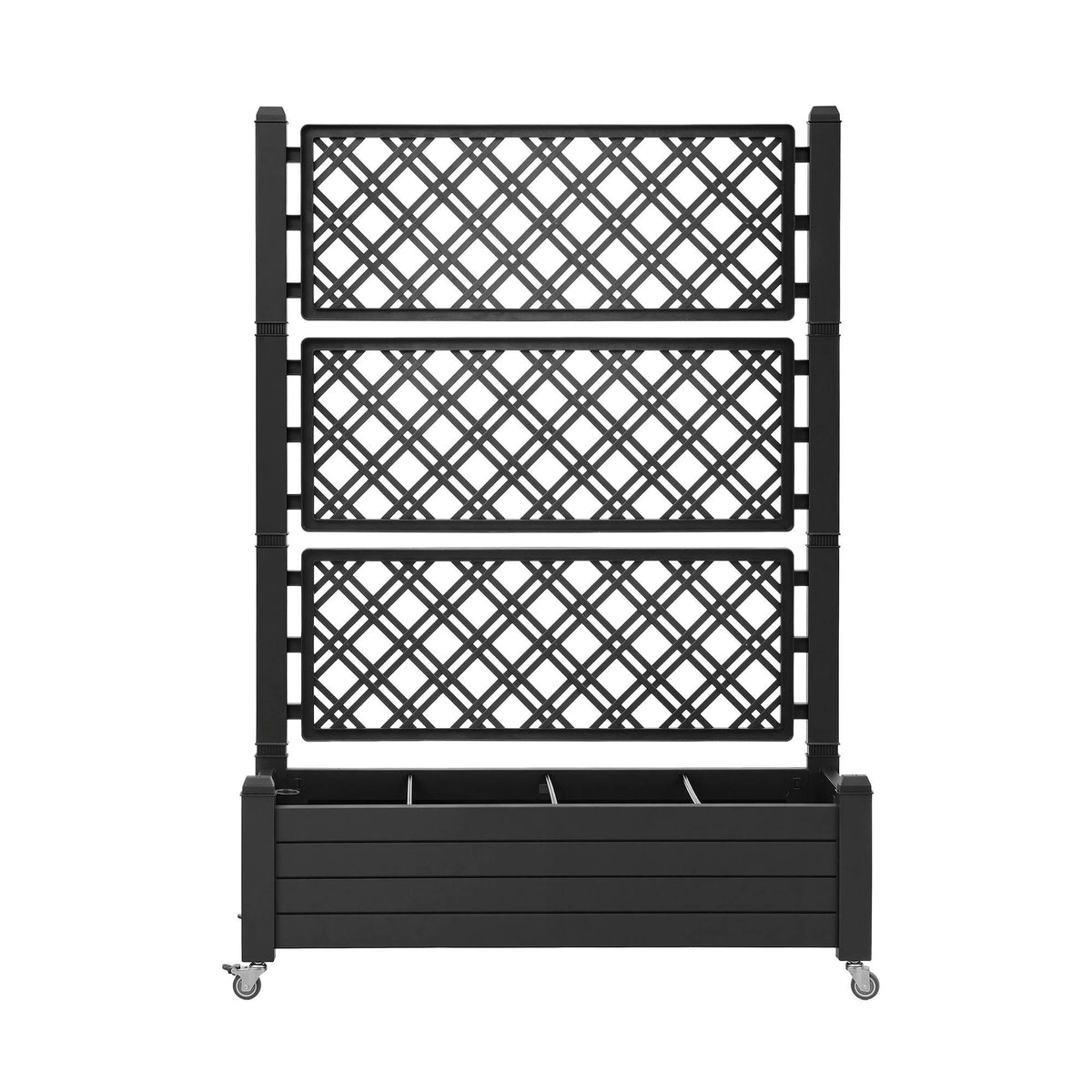 Green Fingers Mobile Planter Box with Trellis, Self Watering Garden Bed & Privacy Screen for Climbing Plants Flowers, Black