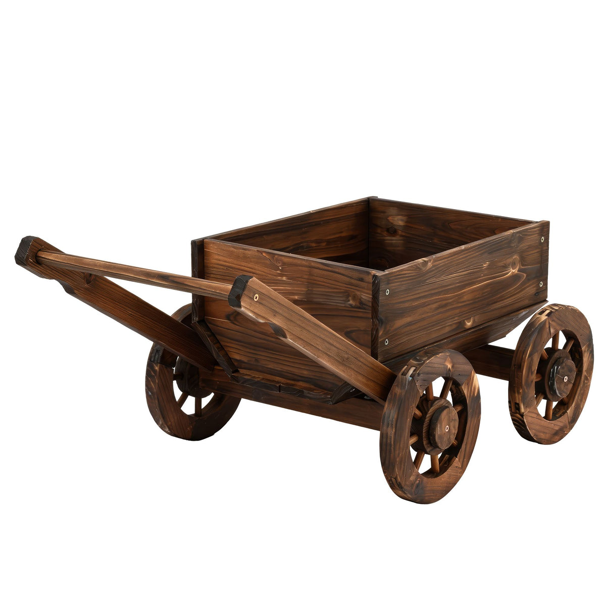 Gardeon Wooden Planter Cart Garden Decor Plant Stand Flower Fir Wood Wagon Wheels L