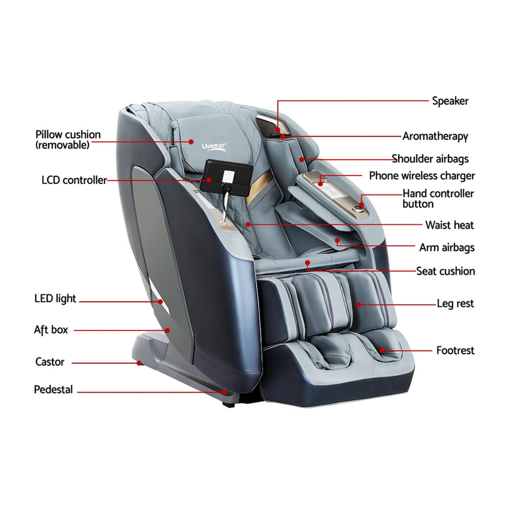 Livemor 4D Massage Chair Recliner SL Track Full Body Zero Gravity Massager Heated AI Body Scan Melisa
