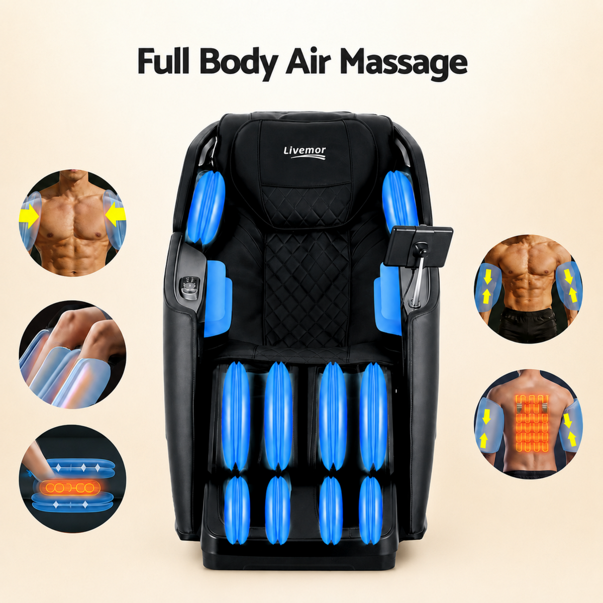 Livemor 4D Massage Chair Recliner SL Track Full Body Zero Gravity Massager Heated AI Body Scan REILY