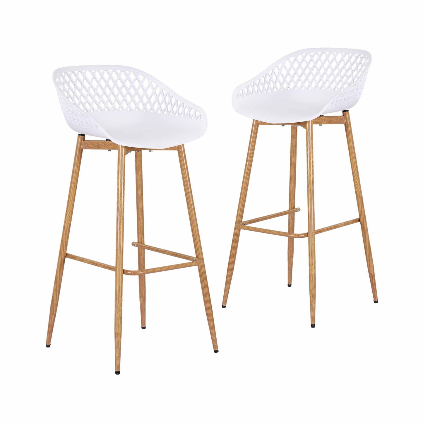 Gardeon 2PC Outdoor Bar Stools Plastic Metal Dining Chair Patio Furniture White