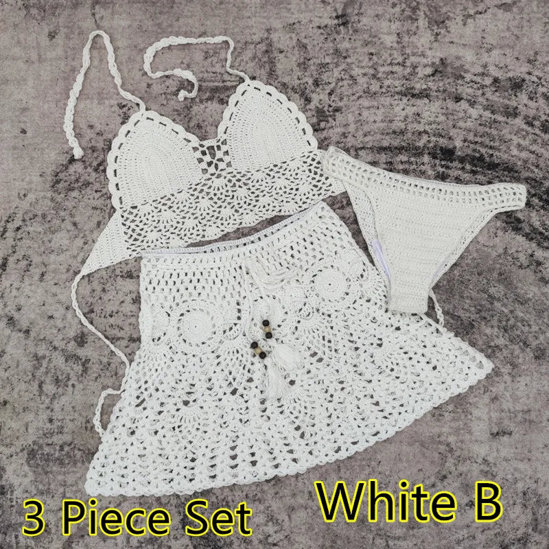 Hand Crochet Bikini Beach Skirt Swimsuit Swimsuit