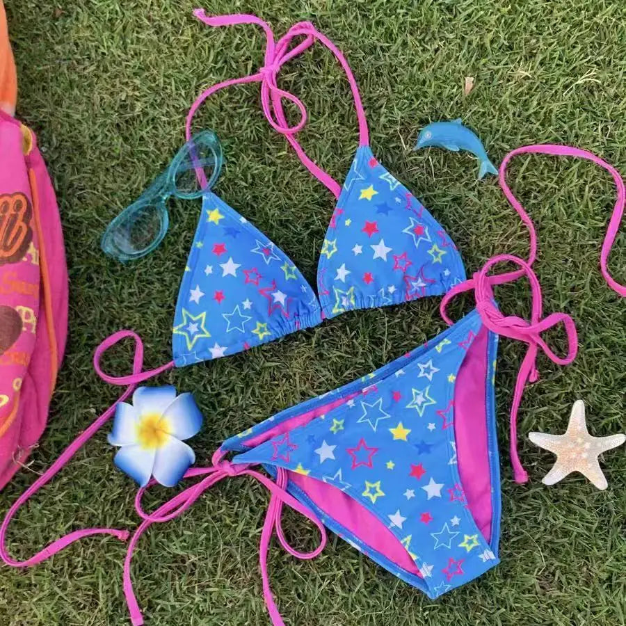Summer Cute Hello Kittys Girls Split Strap Swimsuit