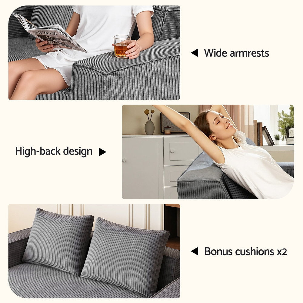 Artiss 2-Sitzer Sofa Loveseat Sofas Bett Couch Keine Montage Cord Small Couches Apartment