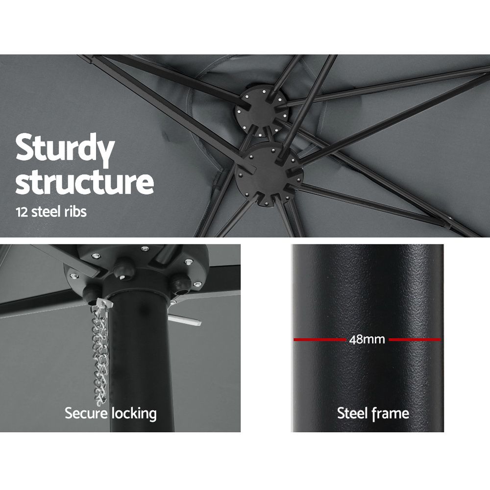 Instahut 4.57m Outdoor Umbrella Beach Pole Garden Charcoal
