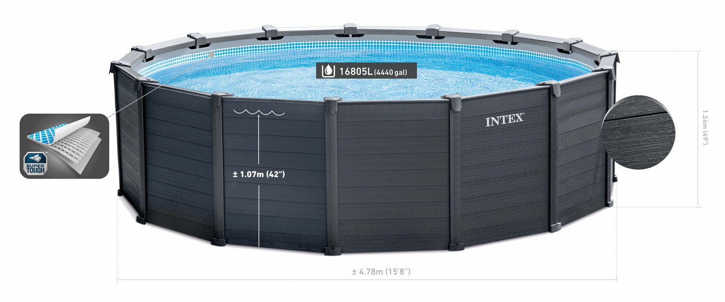 Intex Intex Graphite Grey Panel Pool 4.78 x 1.24M 26384