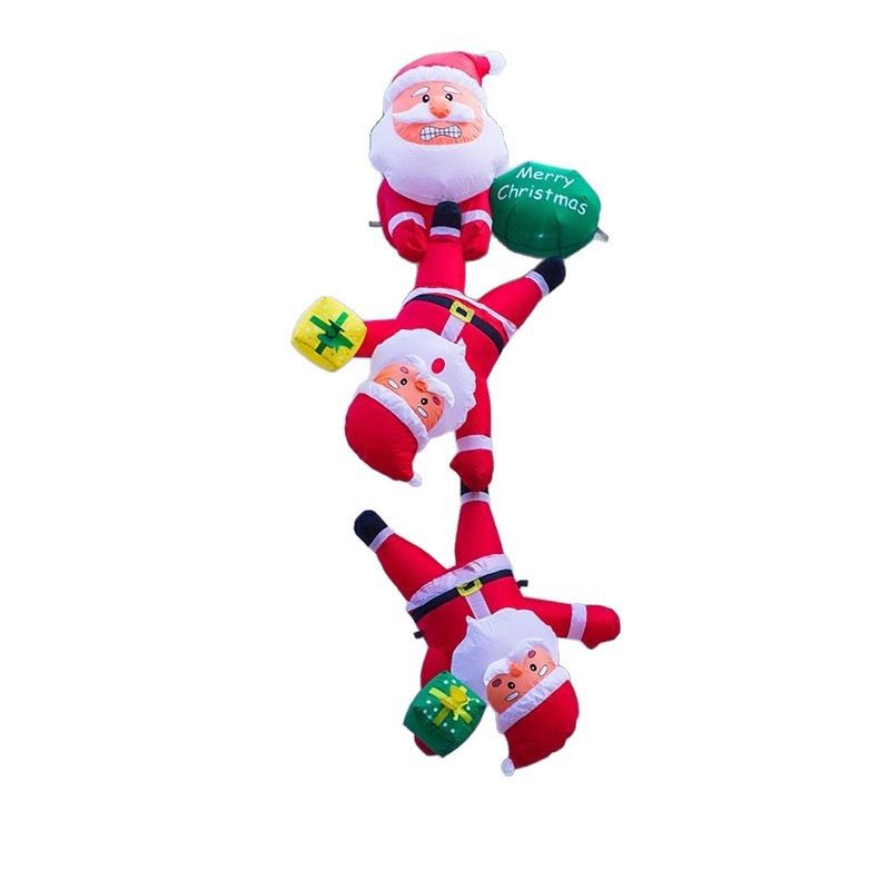 Hanging Inflatable Christmas Decoration with Three Climbing Santa Figures, Festive Outdoor Holiday Display for Home Walls, Eaves, Storefronts and Shopping Mall Public Areas (Three Climbing Santa)