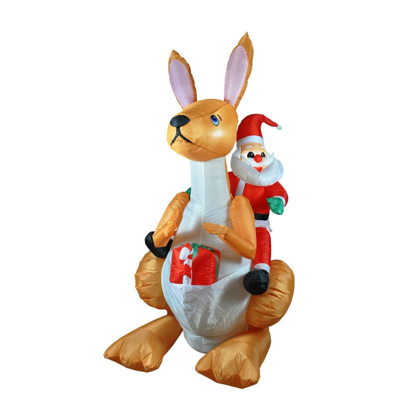 6FT Christmas Inflatable Santa Riding Kangaroo with LED Lights, Blow-Up Holiday Yard Decoration for Outdoor Lawn, Garden, Patio and Indoor Festive Display (Santa Riding Kangaroo)