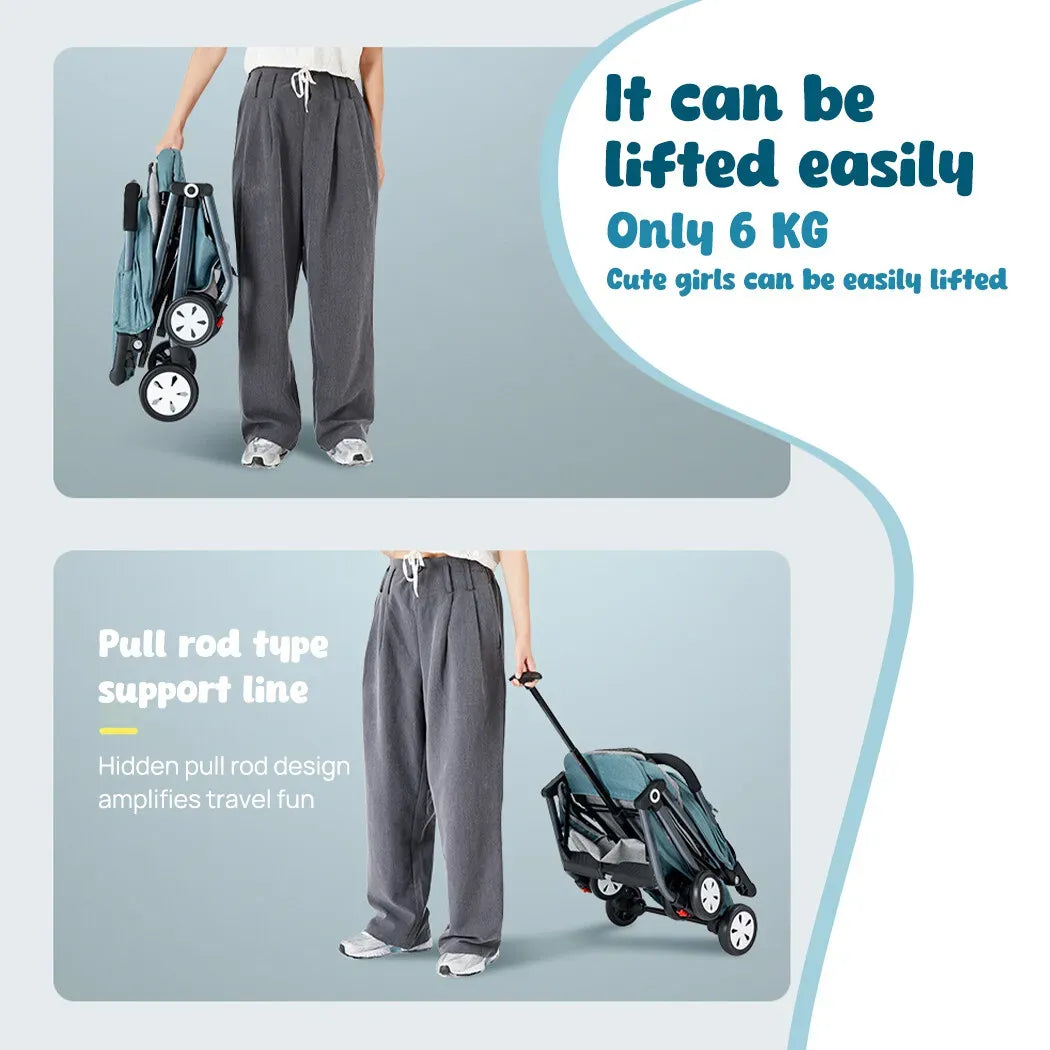 Lightweight Compact Baby Stroller in Black, Easy Fold Design for Travel, Suitable for Ages 0-5 Years