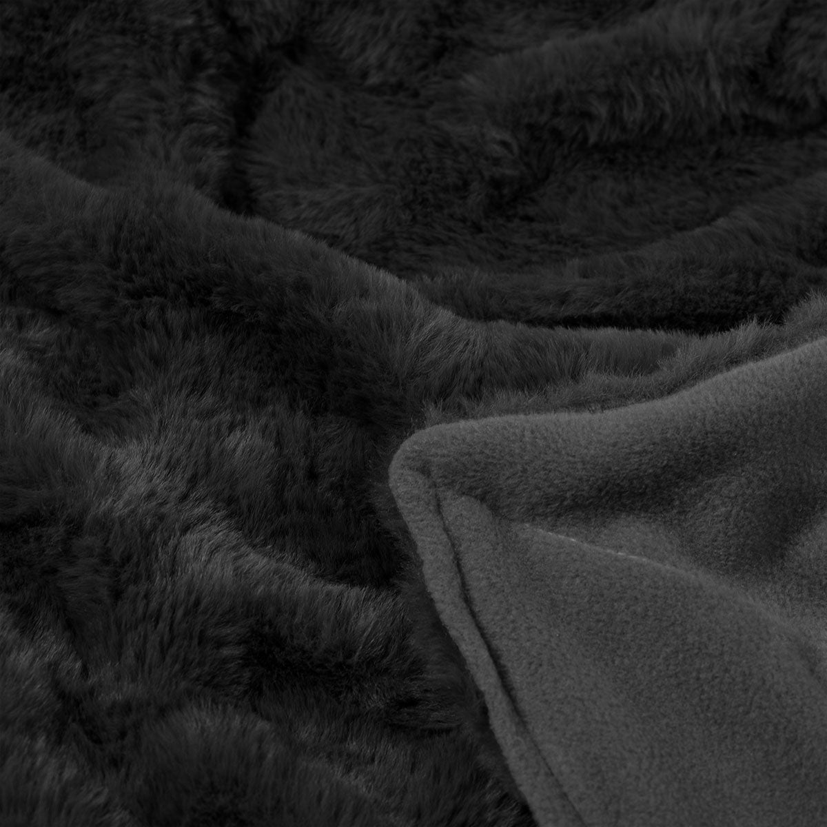 Ardor Clayton Faux Fur Soft Plush Throw Rug 130x170cm Black