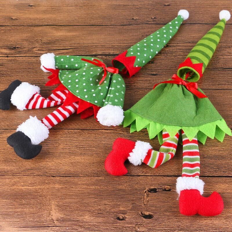 4X Christmas Bottle Covers Gift Holder Bags Red Wine Clothes Dot Decoration Bag