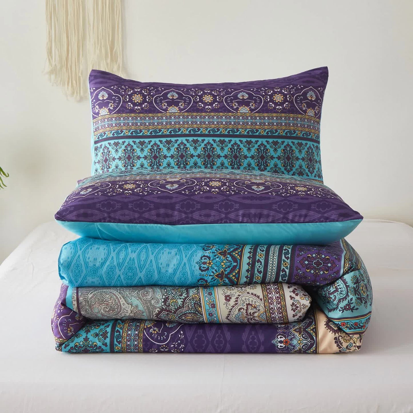 Boho Glow Teal Bedding – 3‑Piece Comforter Set for Relaxed Spaces