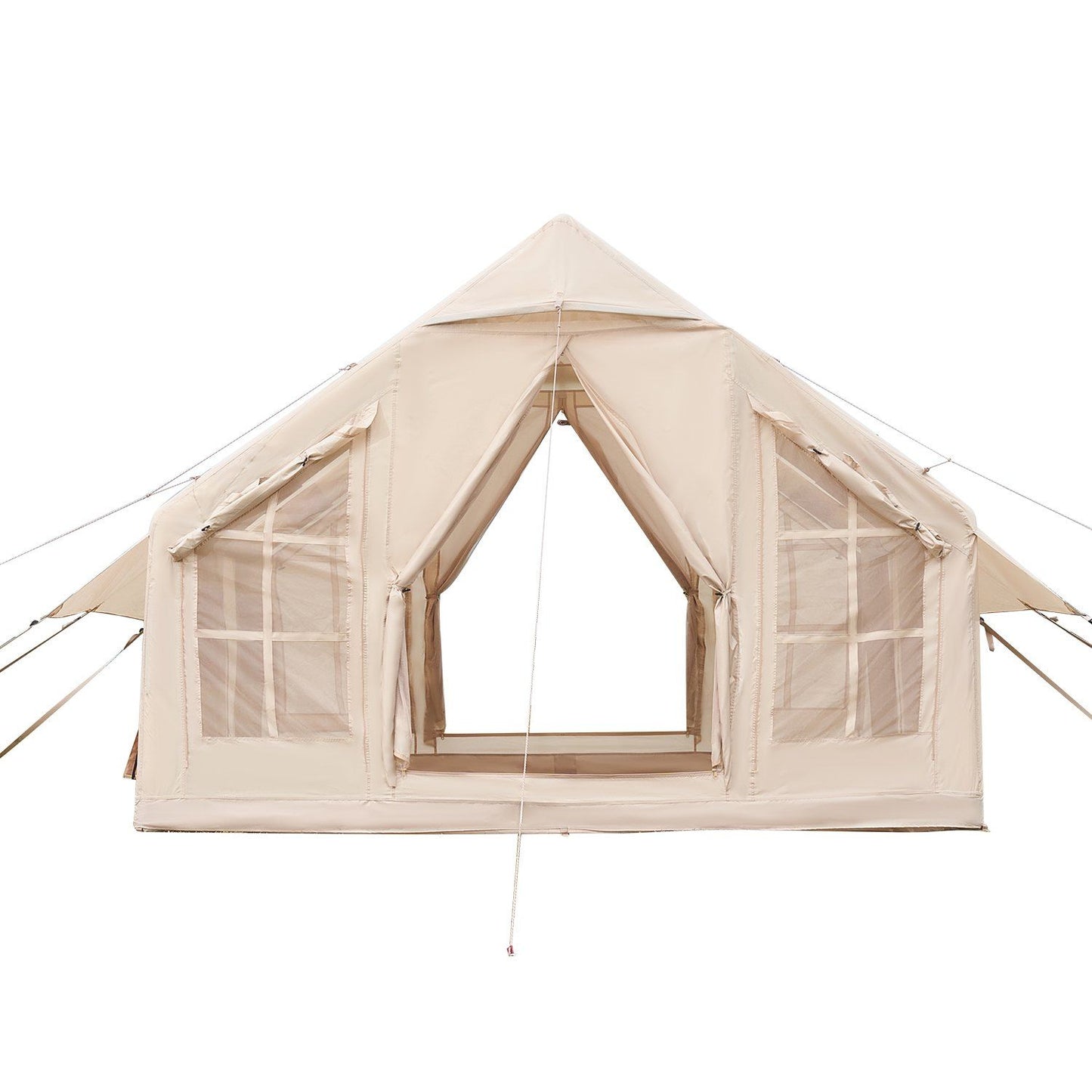Inflatable Tents for Camping, 4-6 Person Easy Setup Blow up Tent with Hand Pump, 300D Oxford 4 Season Glamping Tent with Stove Jack 2 Doors & 4 Mesh Windows, Storage Bag Included for Easy Taking