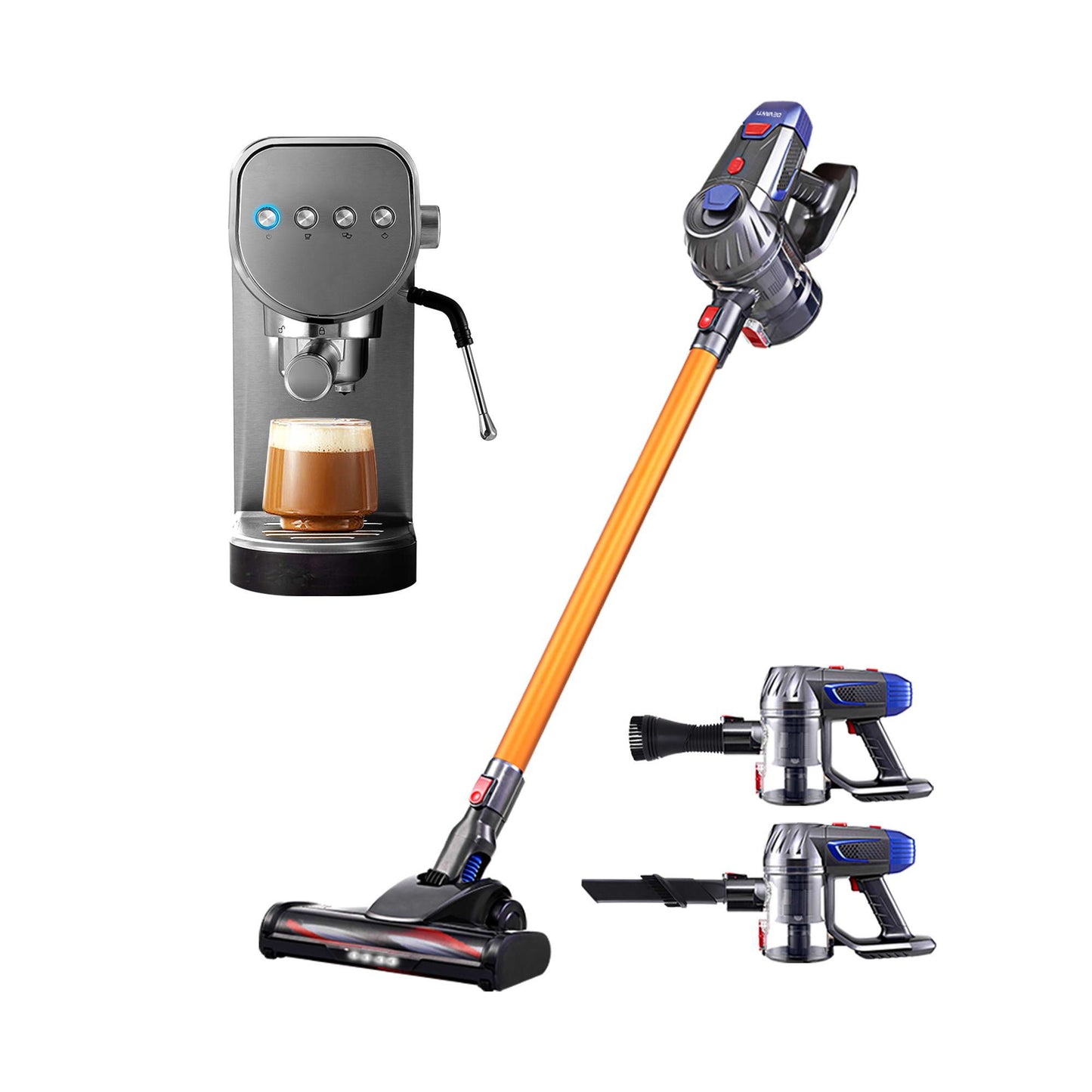 Devanti K7 Cordless Stick Vacuum Cleaner plus Coffee Maker Machine Espresso