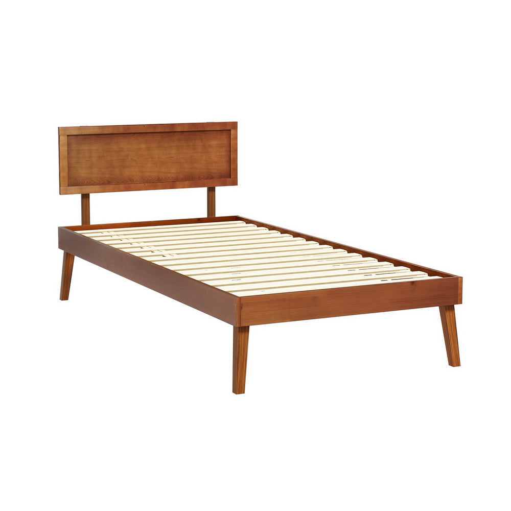 Artiss Bed Frame Single Size Wooden Bed Base Walnut