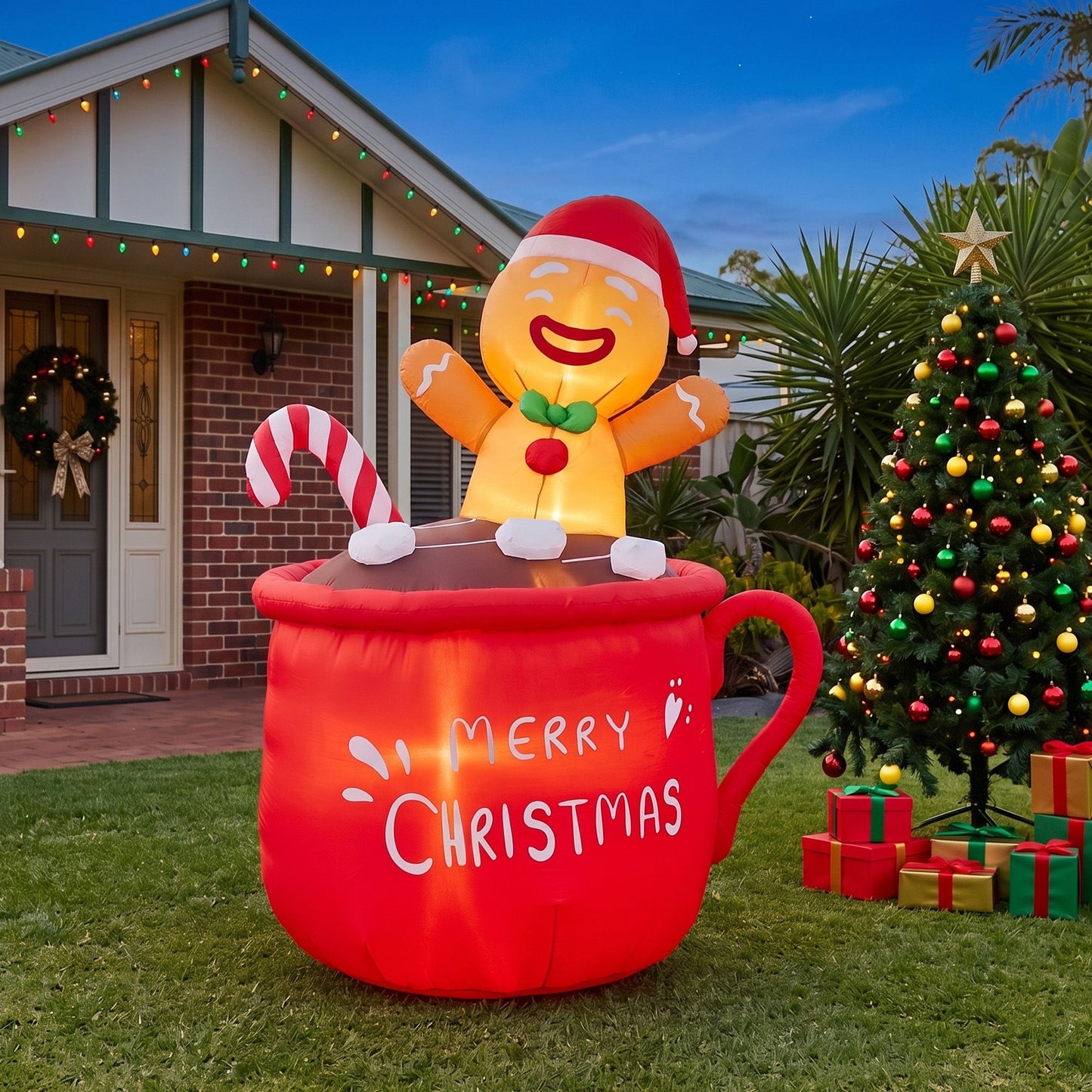 Jingle Jollys Christmas Inflatable Cup 1.8M Height LED Outdoor Decorations Illuminated