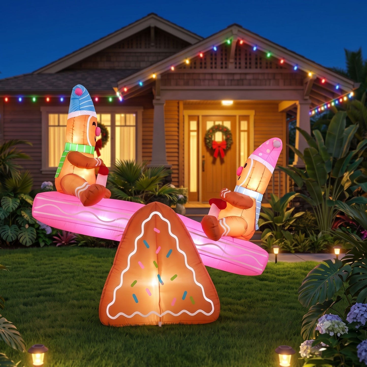 Jingle Jollys Christmas Inflatable Seesaw 1.8M Height LED Outdoor Decorations Illuminated