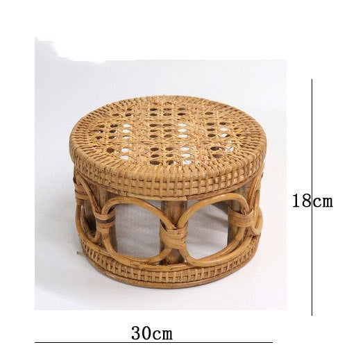 Rattan Stool Children's Retro Simple Round Stool Shoe Stool