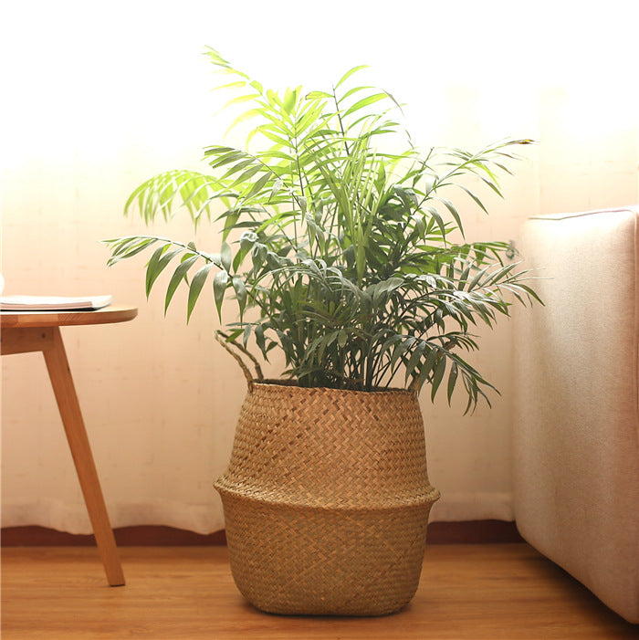 Hand-woven Flowerpot, Straw Woven Storage Basket, Garden Rattan Ornaments