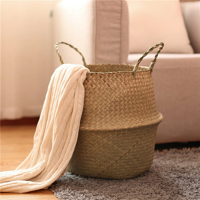 Hand-woven Flowerpot, Straw Woven Storage Basket, Garden Rattan Ornaments