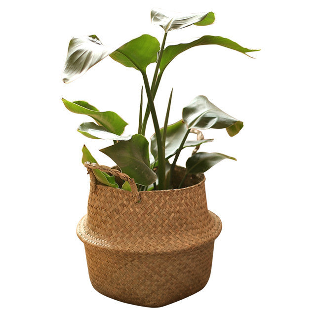 Hand-woven Flowerpot, Straw Woven Storage Basket, Garden Rattan Ornaments