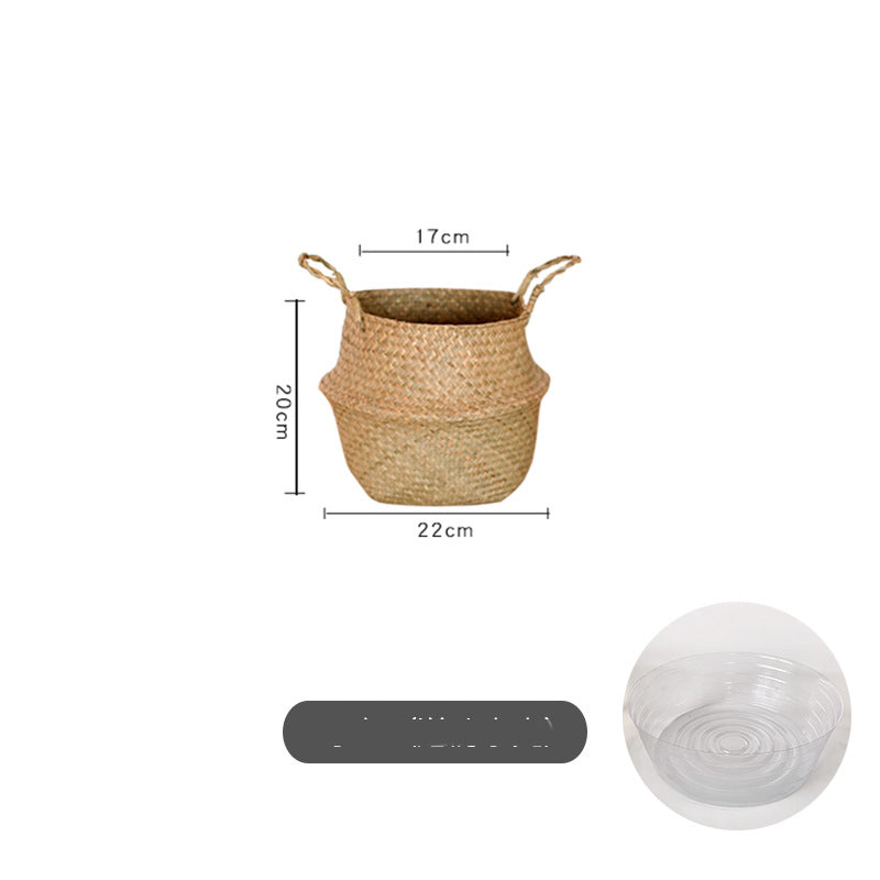 Hand-woven Flowerpot, Straw Woven Storage Basket, Garden Rattan Ornaments