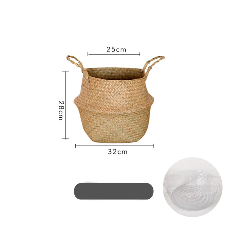 Hand-woven Flowerpot, Straw Woven Storage Basket, Garden Rattan Ornaments