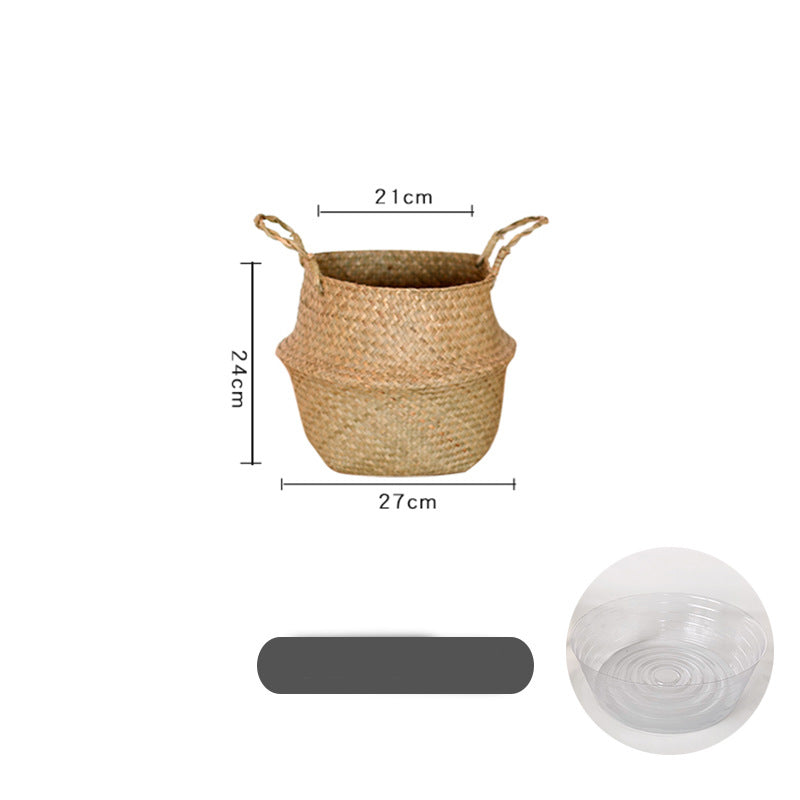 Hand-woven Flowerpot, Straw Woven Storage Basket, Garden Rattan Ornaments