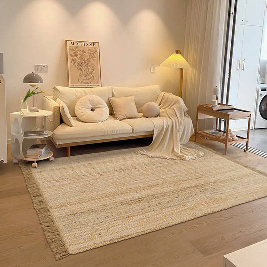 Natural Hand-woven Jute Rug Fringe Edge