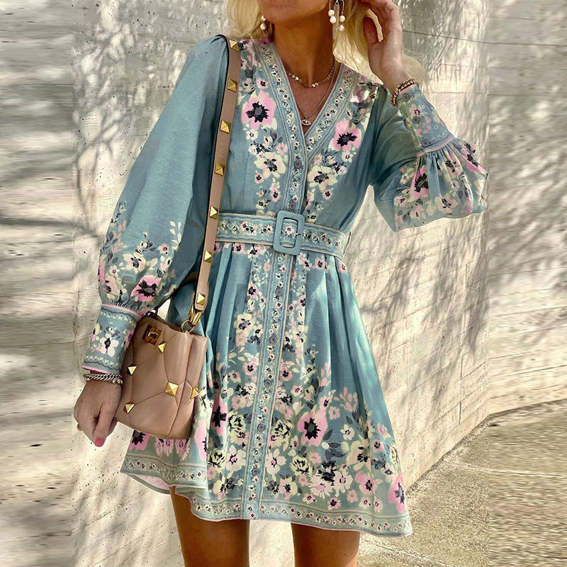 Ladies Fashion Loose Printed Boho Dress