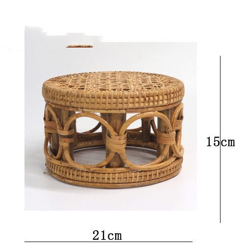 Rattan Stool Children's Retro Simple Round Stool Shoe Stool