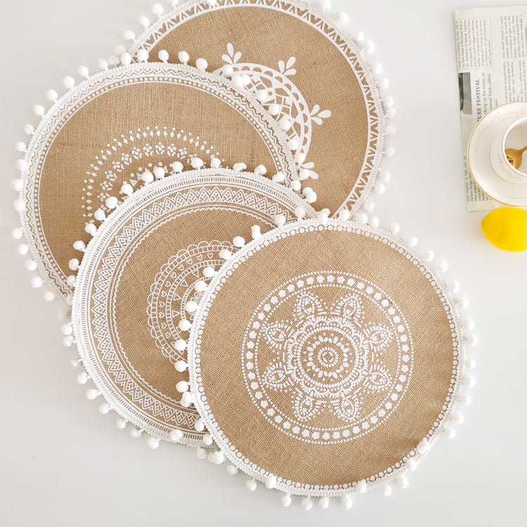 Nordic Braided Placemat Jute Decorative Round Fringe Edge