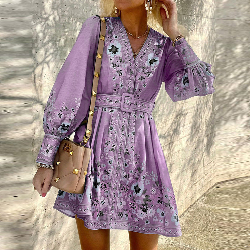 Ladies Fashion Loose Printed Boho Dress