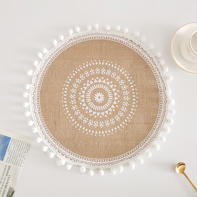 Nordic Braided Placemat Jute Decorative Round Fringe Edge