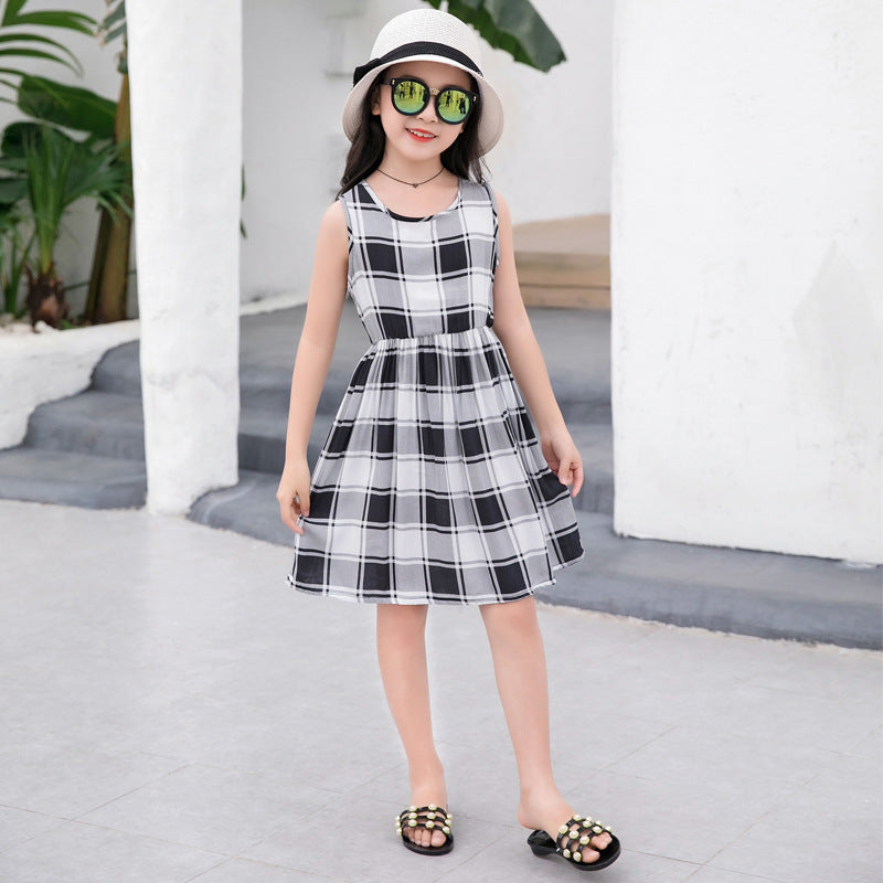 Girls' Rayon Breathable Print Beach Dress