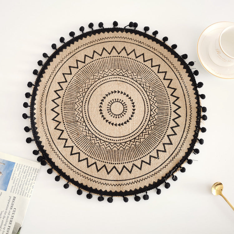 Nordic Braided Placemat Jute Decorative Round Fringe Edge