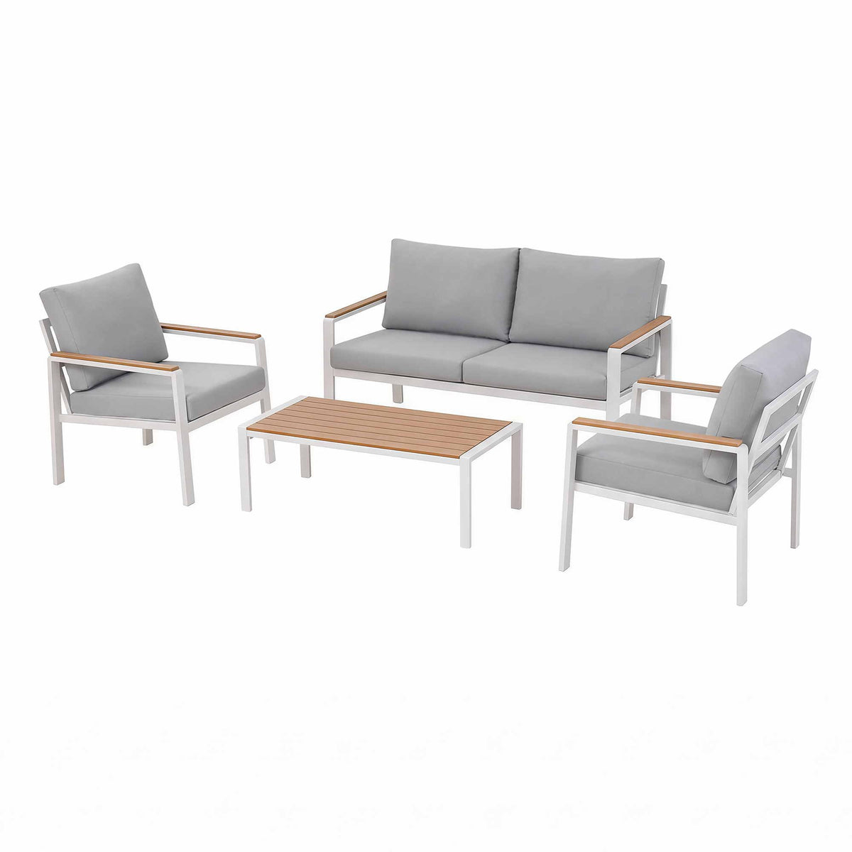 Gardeon 4-Piece Outdoor Sofa Set Aluminum Frame table and Chairs White