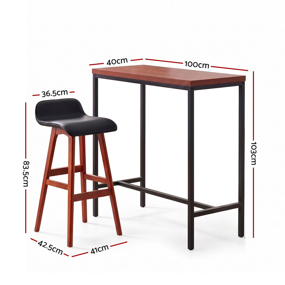 Artiss 5Pcs Bar Table and Stools Set Dining Desk Kitchen Chairs Cafe Pub Wood