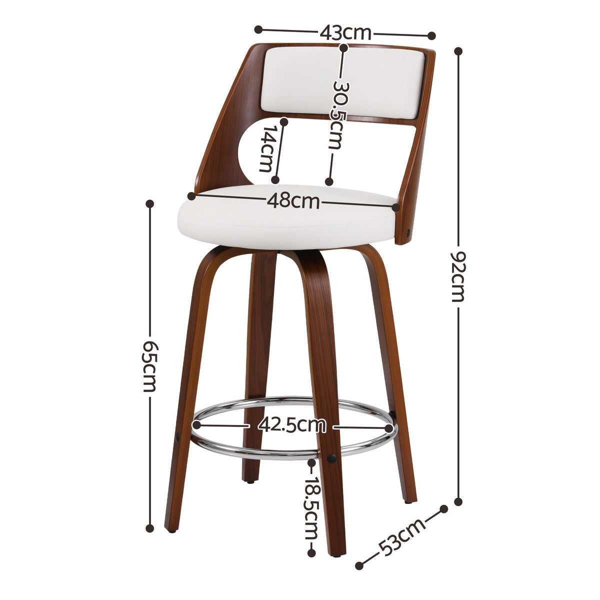 Artiss Wooden Bar Stools Set of 2 Swivel Kitchen Counter Stools Chair 65cm