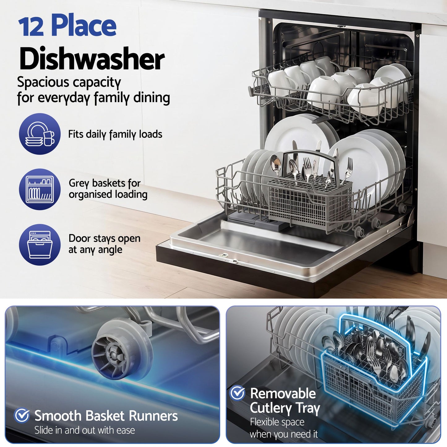 Devanti 12 Place Settings Dishwasher 55cm Freestanding Benchtop Built-In