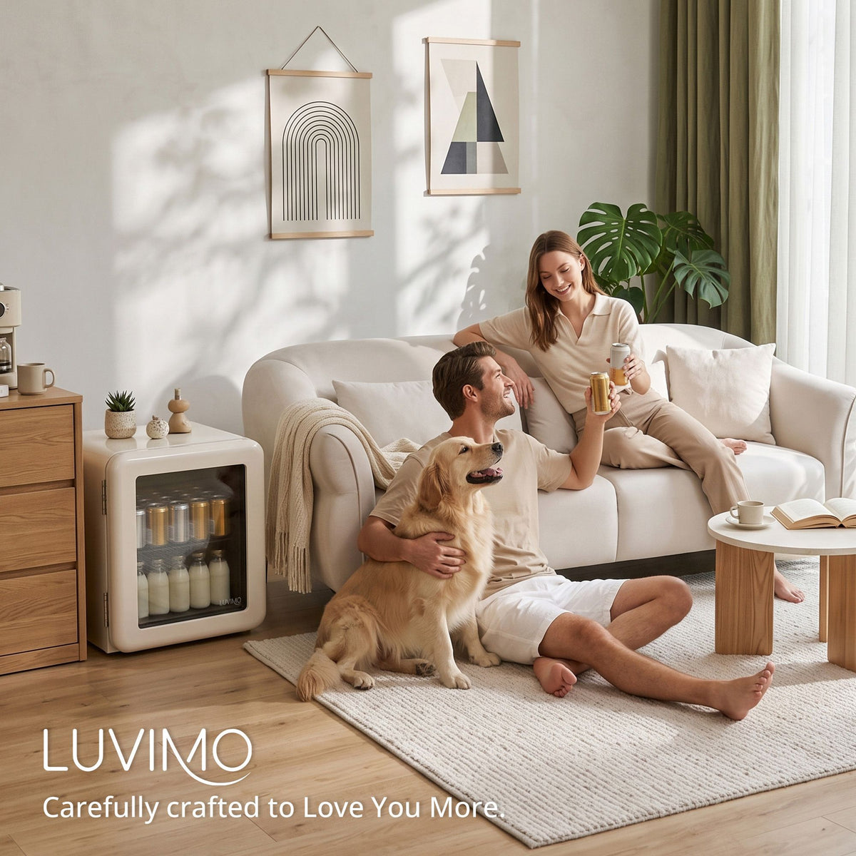 LUVIMO 48L Bar Fridge Mini Refrigerator Glass Door Aesthetics Cooler