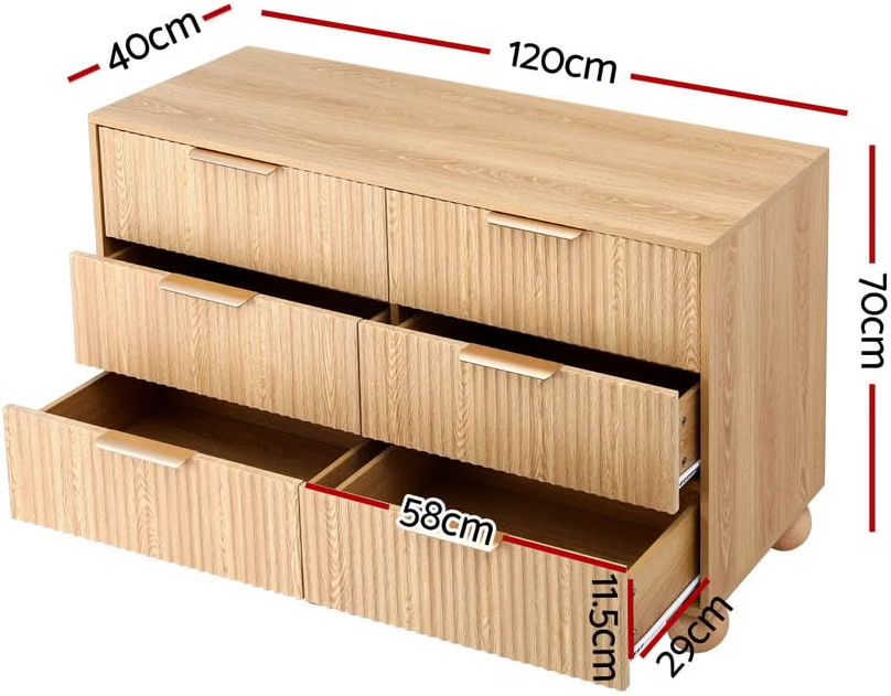 Artiss Boucle Queen Bed Frame and Chest of 6 Drawers Bedroom Set