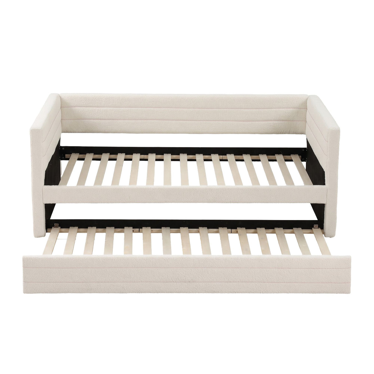 Artiss King Single Daybed with Trundle, Boucle Upholstered Bed Frame Guest Bed