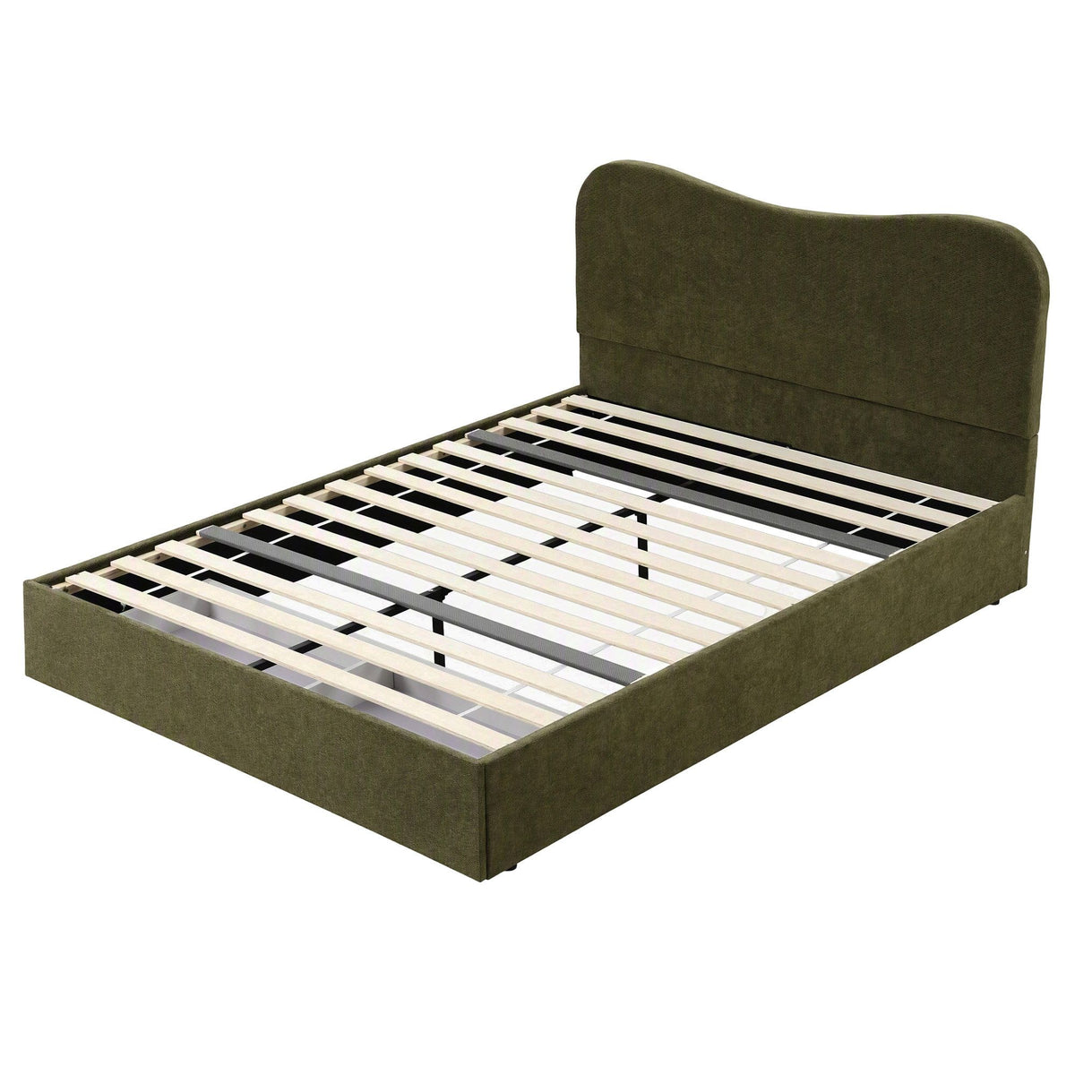 Artiss Double Bed Frame with Storage Drawer, Chenille Curved Headboard