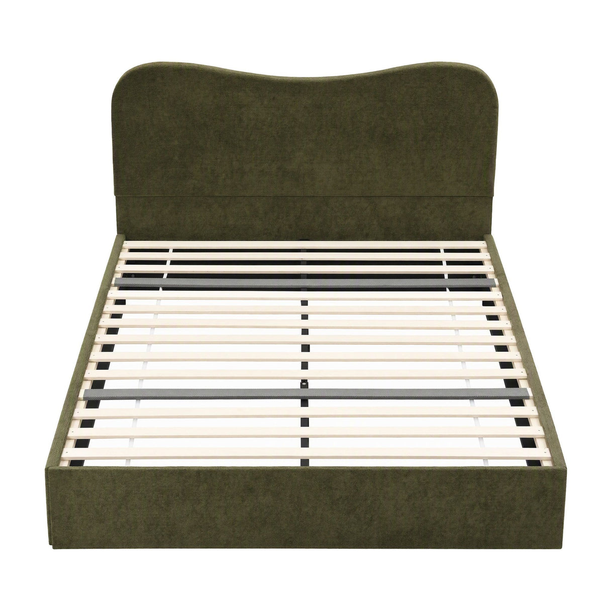 Artiss Double Bed Frame with Storage Drawer, Chenille Curved Headboard