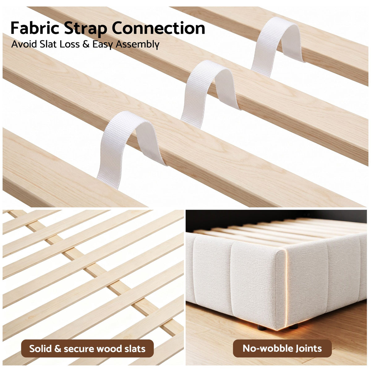 Artiss Double Bed Frame with Charging, LED Lights & Tufted Headboard