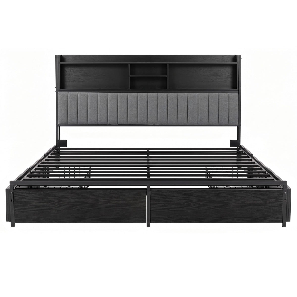 Artiss King Bed Frame with Storage, 4 Drawers and Charging Station