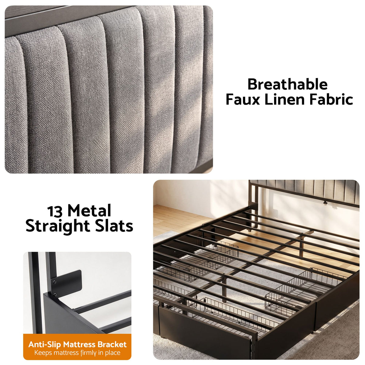 Artiss Queen Bed Frame with Storage, 4 Drawers and Charging Station