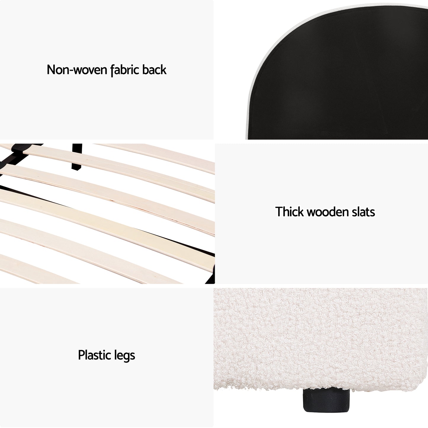 Artiss Gas Lift Queen Bed Frame with Bedside Table Set Boucle Fabric Upholstered Platform Bed Nightstand